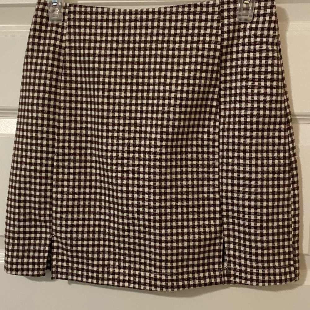 Eyeshadow Brown and White Checkered Skirt Size 3 - Picture 3 of 9